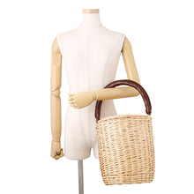 Load image into Gallery viewer, CELINE Bucket bag Beige/Brown Raffia Leather
