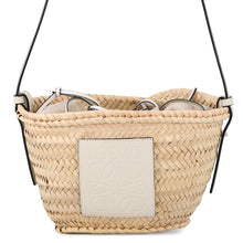 Load image into Gallery viewer, LOEWE Drawstring bucket bag Natural/WhiteA223222X01 Raffia Leather Size Mini
