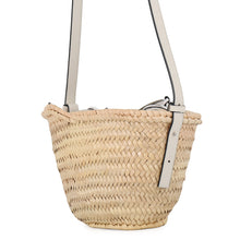 Load image into Gallery viewer, LOEWE Drawstring bucket bag Natural/WhiteA223222X01 Raffia Leather Size Mini
