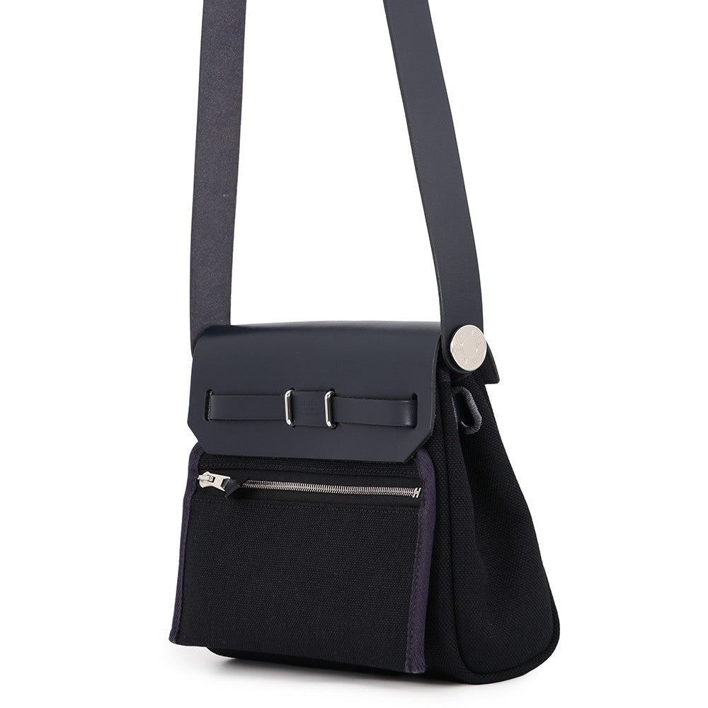 HERMES Herbag zip Black/Blue Indigo Toile Military Vache Hunter