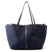 Load image into Gallery viewer, BURBERRY Beach Horseferry Tote Bag Navy/Black8044174 Canvas Leather Size Mini
