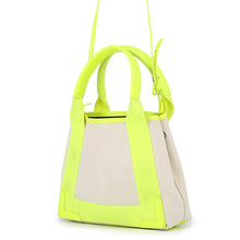 Load image into Gallery viewer, BALENCIAGA Navy Cabas 2WAY Bag Neon Yellow/Natural390346 Canvas Leather Size XS
