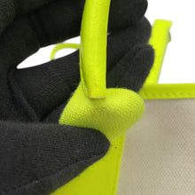Load image into Gallery viewer, BALENCIAGA Navy Cabas 2WAY Bag Neon Yellow/Natural390346 Canvas Leather Size XS
