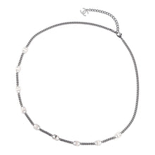 将图像加载到图库查看器中，CHANEL CC Logo Rhinestone Long Necklace GunmetalB 21 A Metal Rhinestone
