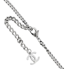 将图像加载到图库查看器中，CHANEL CC Logo Rhinestone Long Necklace GunmetalB 21 A Metal Rhinestone
