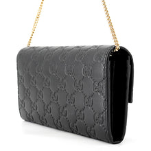 将图像加载到图库查看器中，GUCCI Guccissima Chain Wallet Black453506 GuccissimaLeather
