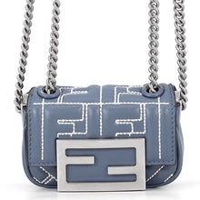 Load image into Gallery viewer, FENDI ZUCCA Nanobucket Chain Shoulder Bag Light Blue/White7AS143 Leather Size Mini
