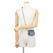 Load image into Gallery viewer, FENDI ZUCCA Nanobucket Chain Shoulder Bag Light Blue/White7AS143 Leather Size Mini
