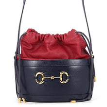 Load image into Gallery viewer, GUCCI Horsebit 1955 Shoulder Bag Red/Navy602118 Leather
