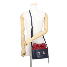 Load image into Gallery viewer, GUCCI Horsebit 1955 Shoulder Bag Red/Navy602118 Leather
