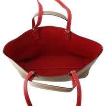 Load image into Gallery viewer, Bonaventura Reversible Tote Bag Etoupe/Red shrink leather

