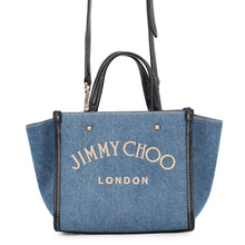 Load image into Gallery viewer, JIMMY CHOO Varenne Tote Blue/Navy/WhiteJI1630AW001266 Denim Leather Size Small
