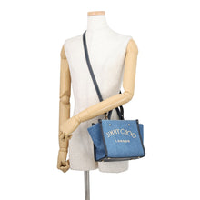 Load image into Gallery viewer, JIMMY CHOO Varenne Tote Blue/Navy/WhiteJI1630AW001266 Denim Leather Size Small
