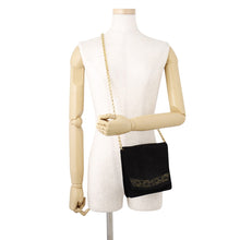 将图像加载到图库查看器中，Ferragamo Flap ChainShoulder Black/Gold suede
