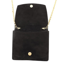将图像加载到图库查看器中，Ferragamo Flap ChainShoulder Black/Gold suede
