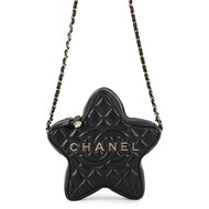 CHANEL Logo Star Chain Shoulder Bag BlackAS4579 Lambskin