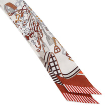 Load image into Gallery viewer, HERMES Twilly Bouquets Sellier (Saddler's Bouquets) White/Halzan/Etoupe Silk100%
