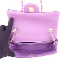 Load image into Gallery viewer, CHANEL Mini Matelasse Single Flap Single Chain Shoulder Bag Purple/MulticolorA69900-B07741-NG819 Tweed Lambskin Size 20
