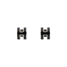 将图像加载到图库查看器中，HERMES Pop Ash Earrings Size Mini Black Metal Lacquer
