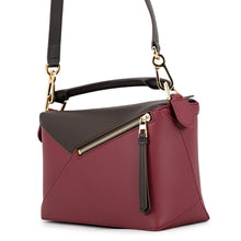 将图像加载到图库查看器中，LOEWE Puzzle Edge Shoulder Bag Chocolate/BurgundyA510P60X44 Leather Size Small
