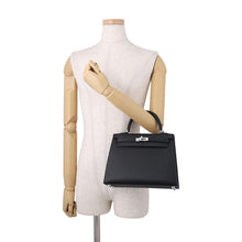 将图像加载到图库查看器中，HERMES Kelly Sellier Black Epsom Size 25
