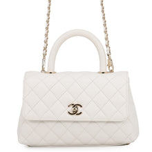 将图像加载到图库查看器中，CHANEL Coco Handle 2WAY Handbag WhiteA92990 Caviar Leather Size XS
