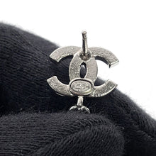 Load image into Gallery viewer, CHANEL CC Logo Chick Motif Earrings Silver/Yellow Gold Plated Resin Rhinestone

