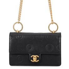 将图像加载到图库查看器中，CHANEL COCO Embossed Chain Shoulder Bag Black Calf Leather
