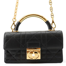 将图像加载到图库查看器中，Dior Ange Macrocannage BlackM4401UNMZ_M900 Calf Leather Faux Pearl Size Mini
