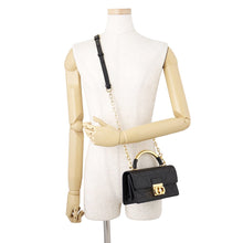 将图像加载到图库查看器中，Dior Ange Macrocannage BlackM4401UNMZ_M900 Calf Leather Faux Pearl Size Mini
