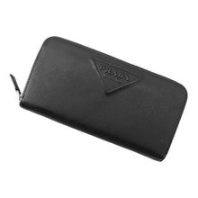 将图像加载到图库查看器中，PRADA Embossed Logo Zip Around Long Wallet Black2ML317 Saffiano Leather

