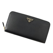 Load image into Gallery viewer, PRADA Triangle Logo Zip Around Long Wallet Black1ML506 Saffiano Leather
