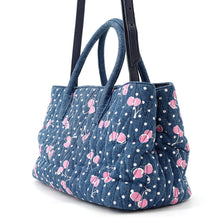 Load image into Gallery viewer, MIUMIU Matelassé Cherry 2WAY Bag Indigo/White/Pink Denim Leather

