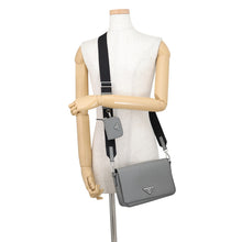 Load image into Gallery viewer, PRADA Triangular Plate Shoulder Bag Gray/Black2VD059_9Z2_F03HH_V_OOO Saffiano LeatherLeather
