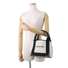 Load image into Gallery viewer, BALENCIAGA NavyCabas White/Black3903462HH3N9260 Canvas Leather Size XS
