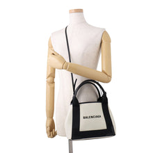 Load image into Gallery viewer, BALENCIAGA NavyCabas White/Black3903462HH3N9260 Canvas Leather Size XS
