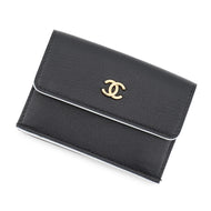 CHANEL Tri-fold compact wallet Black Lambskin