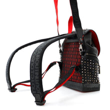 将图像加载到图库查看器中，Christian Louboutin Explorer Funk Studded Backpack Black/Red3215038 Calf Leather Size Small
