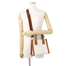 将图像加载到图库查看器中，Christian Louboutin BY MY SIDE Tote Natural/Brown1245235 Canvas Leather Size Mini
