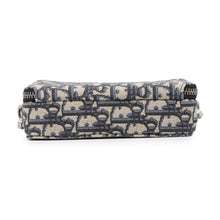将图像加载到图库查看器中，Dior Oblique Jacquard Zip Pouch with Strap Beige/Black2OBBC119YSE_H05E Canvas Calf Leather
