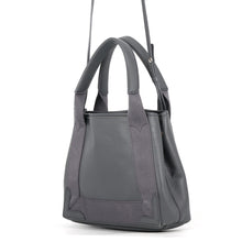 Load image into Gallery viewer, BALENCIAGA Navy Cabas Perforated 2-Way Bag Gray390346 Leather Canvas Size XS
