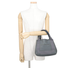 Load image into Gallery viewer, BALENCIAGA Navy Cabas Perforated 2-Way Bag Gray390346 Leather Canvas Size XS
