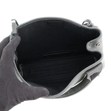 Load image into Gallery viewer, BALENCIAGA Navy Cabas Perforated 2-Way Bag Gray390346 Leather Canvas Size XS
