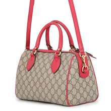 将图像加载到图库查看器中，GUCCI GG Supreme Small Boston 2WAY Bag Beige/Red409529 GG Supreme Leather

