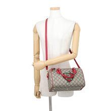 将图像加载到图库查看器中，GUCCI GG Supreme Small Boston 2WAY Bag Beige/Red409529 GG Supreme Leather
