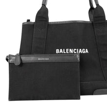 Load image into Gallery viewer, BALENCIAGA Navy Cabas Tote Bag Black339933AQ38N1000 Canvas Leather Size S
