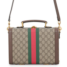 将图像加载到图库查看器中，GUCCI Savoy Beauty Case 2-Way Bag Beige/Brown/Green633587 GG Supreme Leather
