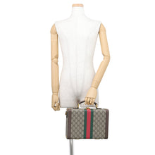 将图像加载到图库查看器中，GUCCI Savoy Beauty Case 2-Way Bag Beige/Brown/Green633587 GG Supreme Leather
