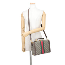 将图像加载到图库查看器中，GUCCI Savoy Beauty Case 2-Way Bag Beige/Brown/Green633587 GG Supreme Leather
