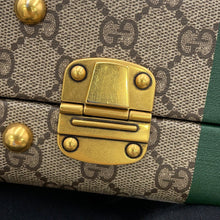 将图像加载到图库查看器中，GUCCI Savoy Beauty Case 2-Way Bag Beige/Brown/Green633587 GG Supreme Leather
